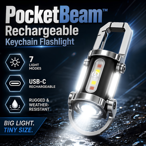 ⏰ TODAY ONLY 49% OFF 🔥 PocketBeam™ Rechargeable Keychain Flashlight 🔦