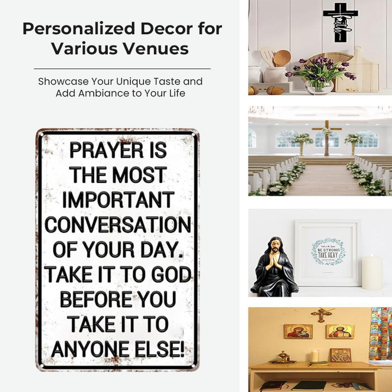 "First Conversation" Spiritual Wall Sign 🙏 — A Timeless Reminder to Seek Peace First