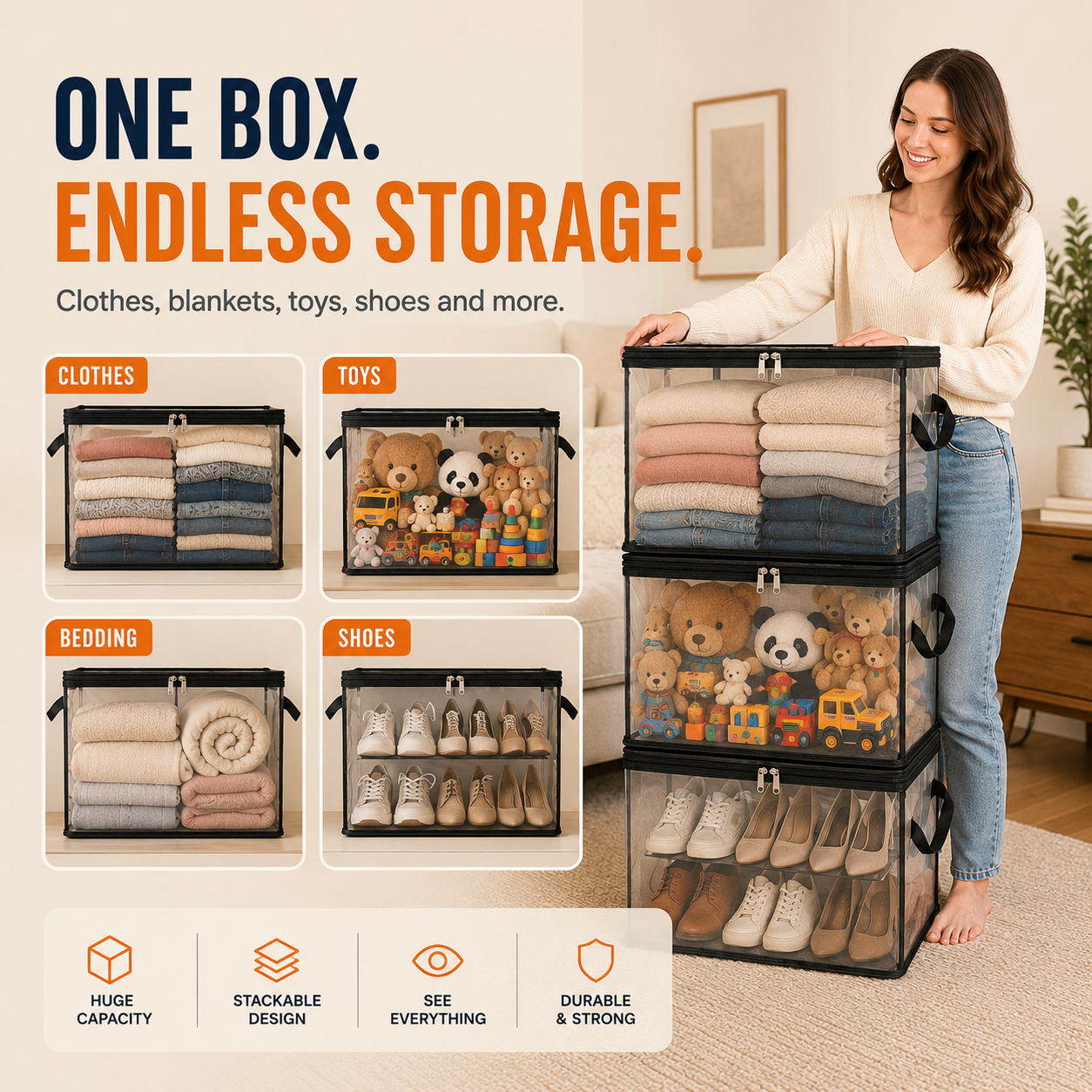 🔥 Last Day 50% OFF 💥 Large Heavy-Duty Thick Plastic Clear Storage Bag | Home, Travel & Storage