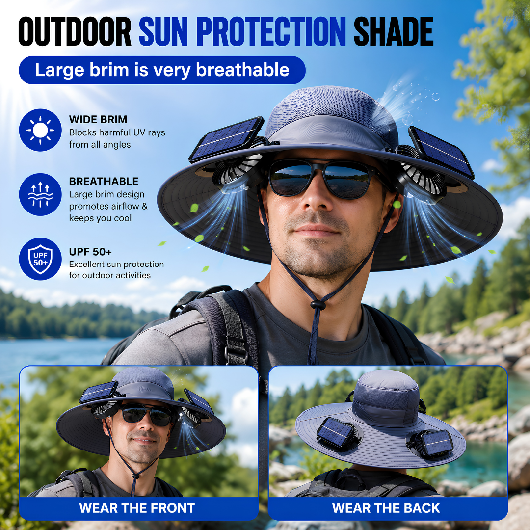 🚨 FLASH SALE 70% OFF TODAY! ⚡ SolarBreeze™ Ultra-Wide Brim Dual Solar Fan Hat