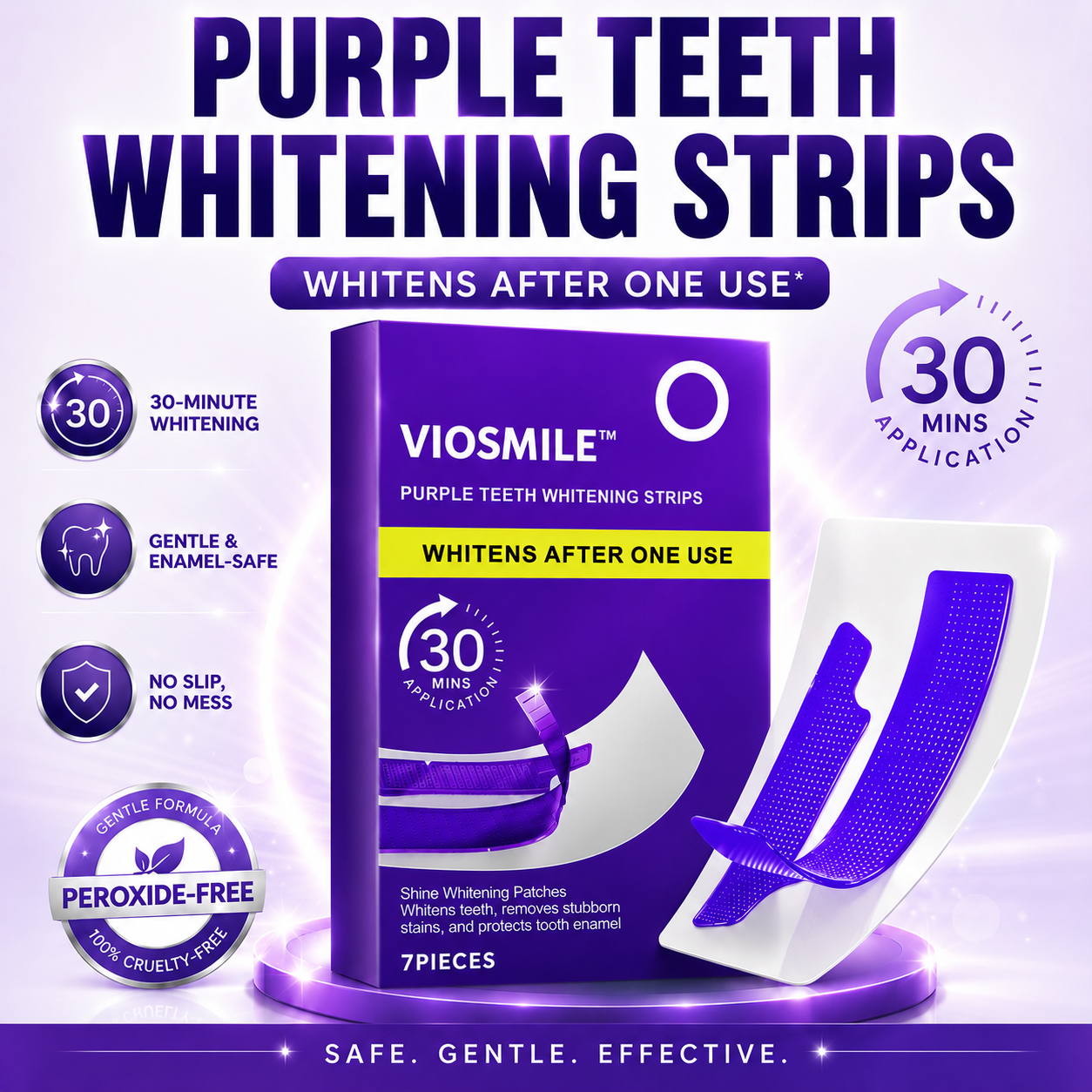 💥LAST DAY SALE 70% OFF💥 VioSmile™ Purple Teeth Whitening Strips for Stain Removal & Sensitivity