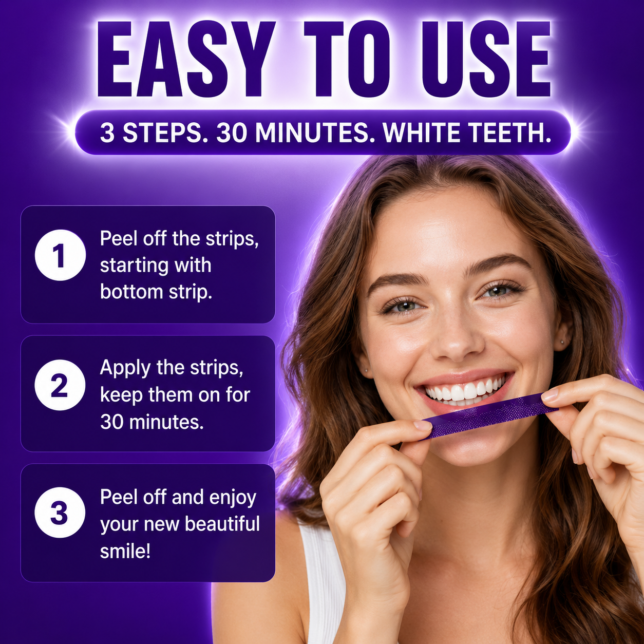 💥LAST DAY SALE 70% OFF💥 VioSmile™ Purple Teeth Whitening Strips for Stain Removal & Sensitivity